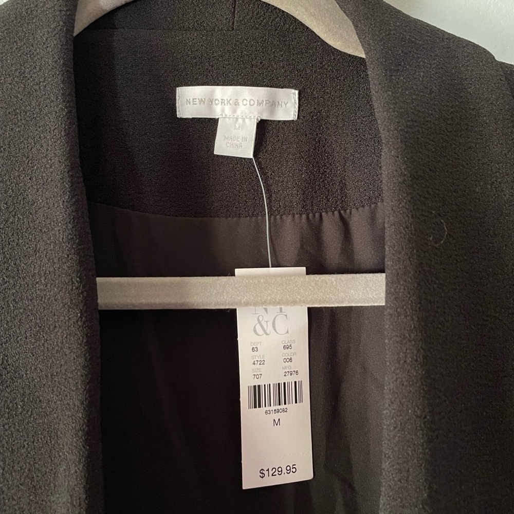 New York & Company Black Cape Blazer Jacket with Waist Tie - Picture 5 of 9